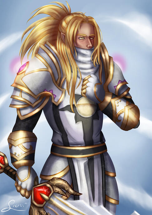 Zeichnung einer Pandaren Dame neben der ihr Bambusstab schwebt während sie Tee trinkt.