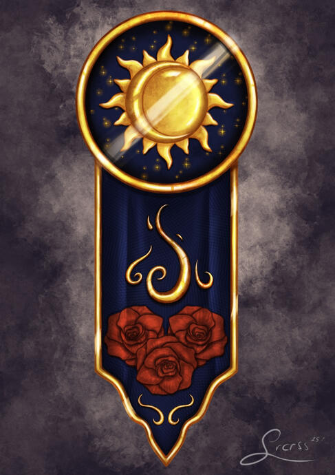 Illustration eines Paares das sich vor einem Kirchenfenster in den Armen liegt.