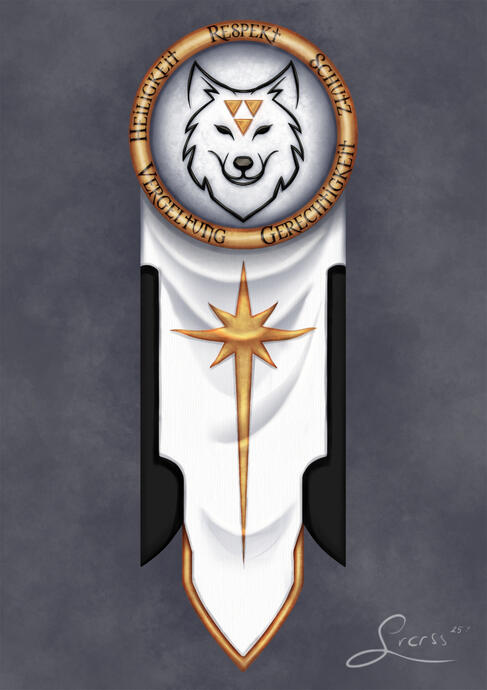 Digitale Zeichnung einer Halbelfe mit ihrem außerirdisch anmutenden Haustier, der Sporenfledermaus.