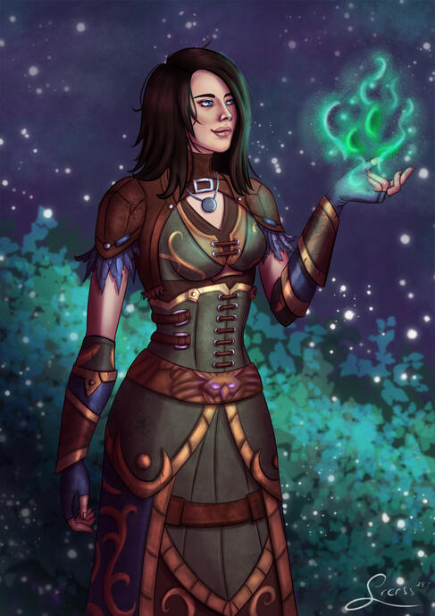 Illustration einer Kussszene zwischen einer Leerenelfe und einem Magier.