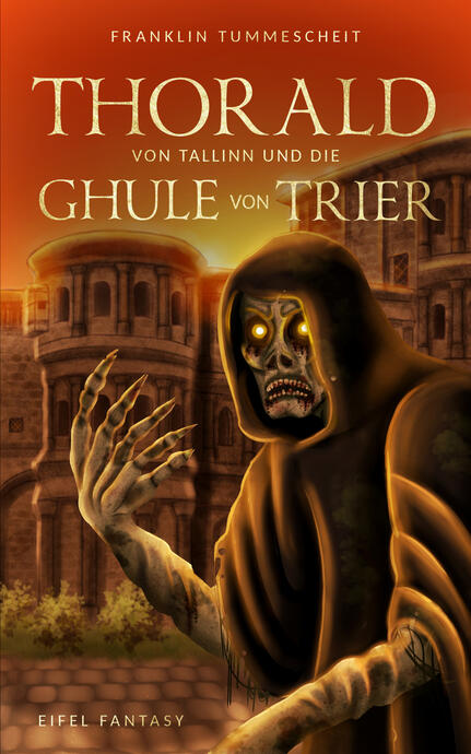 Illustration eines Ghuls der vor einem Wahrzeichen steht.