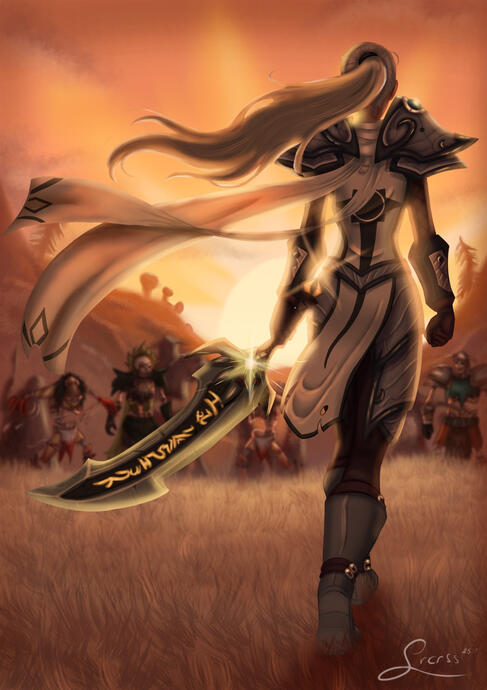 Illustration einer Magierin aus World of Warcraft, die Magie wirkt.